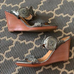Jack Rogers Wood Wedge Metallic Sandals Shoes